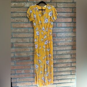 Floral mustard jumpsuit